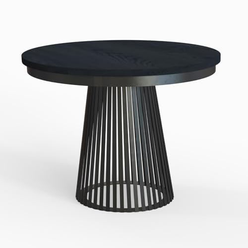 MEBLINI Esstisch Rund Ausziehbar aus Metall - Loft - Esszimmertisch Modern - Küchentisch - Ausziehtisch - Round Dining Table - Esszimmertische - 100-176x77cm - LAMORE - Schwarz Matt von MEBLINI