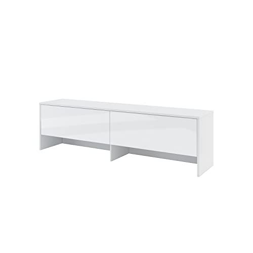 MEBLINI Hängeschrank für Horizontal Schrankbett Bed Concept - Wandschrank mit Ablagen, Fächern und Teleskopen - Wandregal - BC-09 für 140x200 Horizontal - Weiß/Weiß Hochglanz von MEBLINI