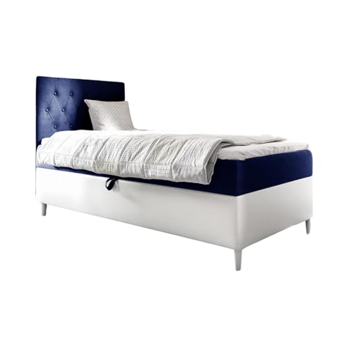 MEBLINI Kinderbett mit Bettkasten - Gepolstert Einzelbett mit Matratze - Polsterbett mit Stauraum - Bett mit Kopfteil - Stauraumbett - Filippo 1-80x200 Links - H3/Blau Samt MEBLINI Kinderbett mit Bettkasten - Gepolstert Einzelbett mit Matratze - Polsterbett mit Stauraum - Bett mit Kopfteil - Stauraumbett - Filippo 1-80x200 Links - H3/Blau Samt von MEBLINI