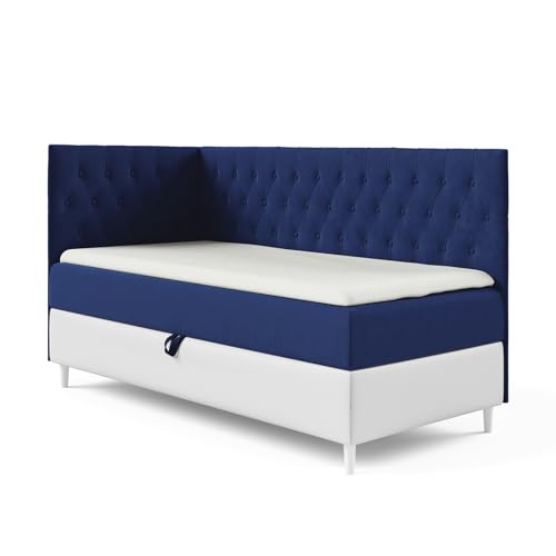 MEBLINI Kinderbett mit Bettkasten - Gepolstert Einzelbett mit Matratze - Polsterbett mit Stauraum - Bett mit Kopfteil - Stauraumbett - Filippo 3-80x200 Links - H3/Blau Samt MEBLINI Kinderbett mit Bettkasten - Gepolstert Einzelbett mit Matratze - Polsterbett mit Stauraum - Bett mit Kopfteil - Stauraumbett - Filippo 3-80x200 Links - H3/Blau Samt von MEBLINI