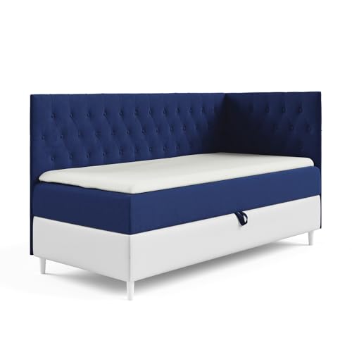 MEBLINI Kinderbett mit Bettkasten - Gepolstert Einzelbett mit Matratze - Polsterbett mit Stauraum - Bett mit Kopfteil - Stauraumbett - Filippo 3-80x200 Rechts - H3/Blau Samt MEBLINI Kinderbett mit Bettkasten - Gepolstert Einzelbett mit Matratze - Polsterbett mit Stauraum - Bett mit Kopfteil - Stauraumbett - Filippo 3-80x200 Rechts - H3/Blau Samt von MEBLINI