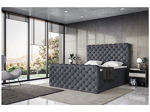 MEBLINI King Boxspringbett mit Bettkasten - Gepolstert Doppelbett mit Matratze und Topper - Polsterbett mit Stauraum - Bett mit Kopfteil - Stauraumbett - Duke - 160x200 - H3/Dunkelgrau Samt MEBLINI King Boxspringbett mit Bettkasten - Gepolstert Doppelbett mit Matratze und Topper - Polsterbett mit Stauraum - Bett mit Kopfteil - Stauraumbett - Duke - 160x200 - H3/Dunkelgrau Samt von MEBLINI