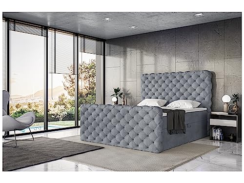 MEBLINI King Boxspringbett mit Bettkasten - Gepolstert Doppelbett mit Matratze und Topper - Polsterbett mit Stauraum - Bett mit Kopfteil - Stauraumbett - Duke - 160x200 - H3/Grau Samt MEBLINI King Boxspringbett mit Bettkasten - Gepolstert Doppelbett mit Matratze und Topper - Polsterbett mit Stauraum - Bett mit Kopfteil - Stauraumbett - Duke - 160x200 - H3/Grau Samt von MEBLINI