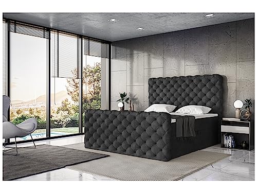 MEBLINI King Boxspringbett mit Bettkasten - Gepolstert Doppelbett mit Matratze und Topper - Polsterbett mit Stauraum - Bett mit Kopfteil - Stauraumbett - Duke - 180x200 - H3/Schwarz Samt MEBLINI King Boxspringbett mit Bettkasten - Gepolstert Doppelbett mit Matratze und Topper - Polsterbett mit Stauraum - Bett mit Kopfteil - Stauraumbett - Duke - 180x200 - H3/Schwarz Samt von MEBLINI