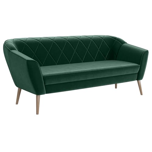 MEBLINI Mini Sofa 3-Sitzer für Wohnzimmer - Mini Lounge für DREI Personen - Küchensofa - Sofa Klein - Gisela - 3 - Grün Samt von MEBLINI
