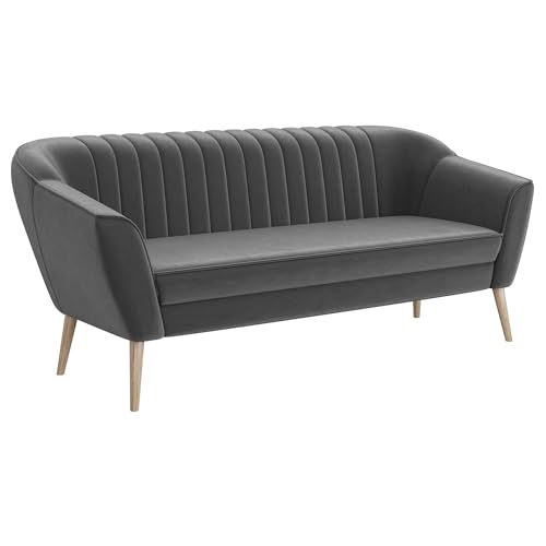 MEBLINI Mini Sofa 3-Sitzer für Wohnzimmer - Mini Lounge für DREI Personen - Küchensofa - Sofa Klein - KAIA - 3 - Dunkelgrau Samt von MEBLINI