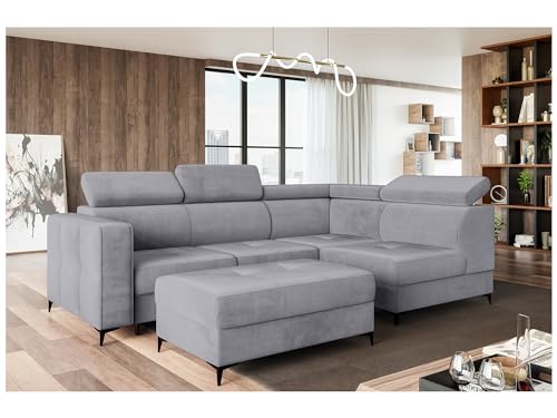 MEBLINI Schlafcouch mit Bettkasten - Ecksofa mit Schlaffunktion - Sofa mit Relaxfunktion und Kopfstützen - Couch L-Form - Eckcouch - Wohnlandschaft - Dorian - 263x232x89cm Rechts - Grau Samt MEBLINI Schlafcouch mit Bettkasten - Ecksofa mit Schlaffunktion - Sofa mit Relaxfunktion und Kopfstützen - Couch L-Form - Eckcouch - Wohnlandschaft - Dorian - 263x232x89cm Rechts - Grau Samt von MEBLINI