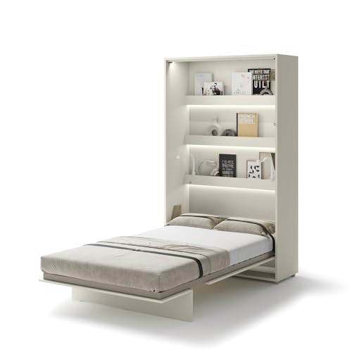 MEBLINI Schrankbett Bed Concept - Wandbett mit Lattenrost - Klappbett mit Schrank - Wandklappbett - Murphy Bed - Bettschrank - BC-02-120x200cm Vertikal - Kaschmir mit Matratze von MEBLINI