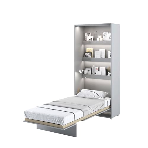 MEBLINI Schrankbett Bed Concept - Wandbett mit Lattenrost - Klappbett mit Schrank - Wandklappbett - Murphy Bed - Bettschrank - BC-03-90x200cm Vertikal - Grau Matt mit Matratze MEBLINI Schrankbett Bed Concept - Wandbett mit Lattenrost - Klappbett mit Schrank - Wandklappbett - Murphy Bed - Bettschrank - BC-03-90x200cm Vertikal - Grau Matt mit Matratze von MEBLINI