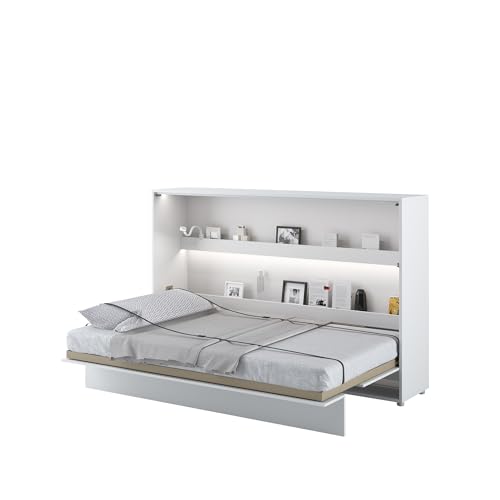 MEBLINI Schrankbett Bed Concept - Wandbett mit Lattenrost - Klappbett mit Schrank - Wandklappbett - Murphy Bed - Bettschrank - BC-05-120x200cm Horizontal - Weiß Hochglanz/Weiß von MEBLINI