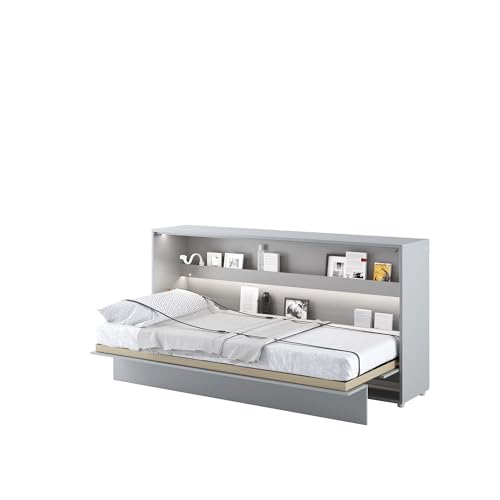 MEBLINI Schrankbett Bed Concept - Wandbett mit Lattenrost - Klappbett mit Schrank - Wandklappbett - Murphy Bed - Bettschrank - BC-06-90x200cm Horizontal - Grau Matt mit Matratze MEBLINI Schrankbett Bed Concept - Wandbett mit Lattenrost - Klappbett mit Schrank - Wandklappbett - Murphy Bed - Bettschrank - BC-06-90x200cm Horizontal - Grau Matt mit Matratze von MEBLINI