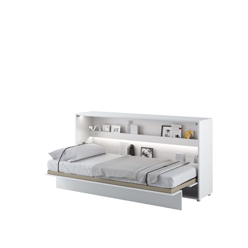 MEBLINI Schrankbett Bed Concept - Wandbett mit Lattenrost - Klappbett mit Schrank - Wandklappbett - Murphy Bed - Bettschrank - BC-06-90x200cm Horizontal - Weiß Matt mit Matratze MEBLINI Schrankbett Bed Concept - Wandbett mit Lattenrost - Klappbett mit Schrank - Wandklappbett - Murphy Bed - Bettschrank - BC-06-90x200cm Horizontal - Weiß Matt mit Matratze von MEBLINI
