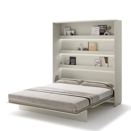 MEBLINI Schrankbett Bed Concept - Wandbett mit Lattenrost - Klappbett mit Schrank - Wandklappbett - Murphy Bed - Bettschrank - BC-13-180x200cm Vertikal - Kaschmir mit Matratze von MEBLINI
