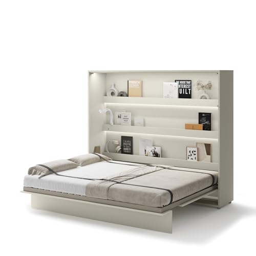 MEBLINI Schrankbett Bed Concept - Wandbett mit Lattenrost - Klappbett mit Schrank - Wandklappbett - Murphy Bed - Bettschrank - BC-14-160x200cm Horizontal - Kaschmir von MEBLINI