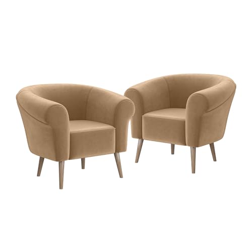MEBLINI Sofa Sessel für Wohnzimmer 2er Set - Mini Lounge für Zwei Personen - Sitzgarnitur - Polstergarnitur - Emilia - 1+1 - Beige Samt von MEBLINI