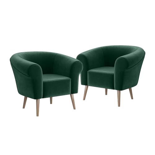 MEBLINI Sofa Sessel für Wohnzimmer 2er Set - Mini Lounge für Zwei Personen - Sitzgarnitur - Polstergarnitur - Emilia - 1+1 - Grün Samt von MEBLINI