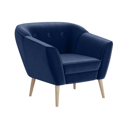 MEBLINI Sofa Sessel für Wohnzimmer - Mini Lounge für eine Person - Loungesessel - Armlehnstuhl - Armchair - Doris - 1 - Blau Samt von MEBLINI