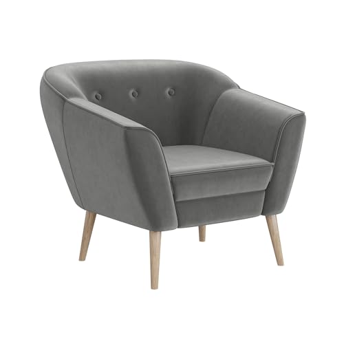 MEBLINI Sofa Sessel für Wohnzimmer - Mini Lounge für eine Person - Loungesessel - Armlehnstuhl - Armchair - Doris - 1 - Hellgrau Samt von MEBLINI