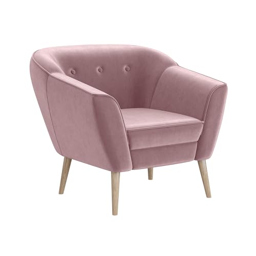 MEBLINI Sofa Sessel für Wohnzimmer - Mini Lounge für eine Person - Loungesessel - Armlehnstuhl - Armchair - Doris - 1 - Rosa Samt von MEBLINI