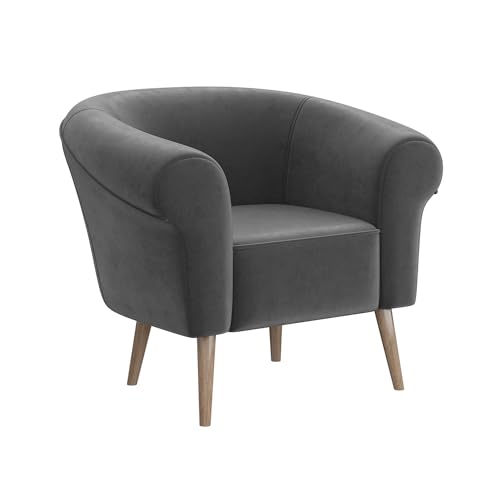 MEBLINI Sofa Sessel für Wohnzimmer - Mini Lounge für eine Person - Loungesessel - Armlehnstuhl - Armchair - Emilia - 1 - Dunkelgrau Samt von MEBLINI