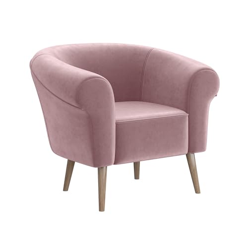 MEBLINI Sofa Sessel für Wohnzimmer - Mini Lounge für eine Person - Loungesessel - Armlehnstuhl - Armchair - Emilia - 1 - Rosa Samt von MEBLINI