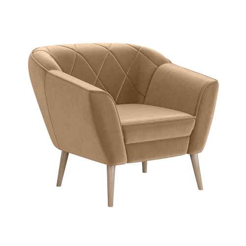 MEBLINI Sofa Sessel für Wohnzimmer - Mini Lounge für eine Person - Loungesessel - Armlehnstuhl - Armchair - Gisela - 1 - Beige Samt von MEBLINI