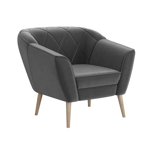 MEBLINI Sofa Sessel für Wohnzimmer - Mini Lounge für eine Person - Loungesessel - Armlehnstuhl - Armchair - Gisela - 1 - Dunkelgrau Samt von MEBLINI