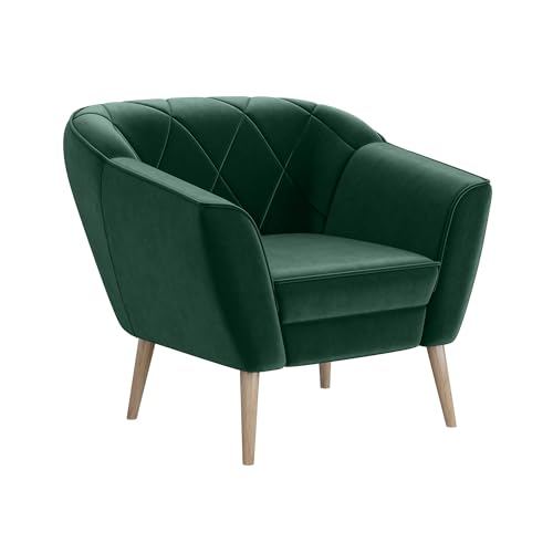 MEBLINI Sofa Sessel für Wohnzimmer - Mini Lounge für eine Person - Loungesessel - Armlehnstuhl - Armchair - Gisela - 1 - Grün Samt von MEBLINI