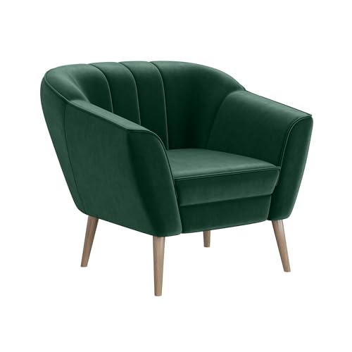 MEBLINI Sofa Sessel für Wohnzimmer - Mini Lounge für eine Person - Loungesessel - Armlehnstuhl - Armchair - KAIA - 1 - Grün Samt von MEBLINI