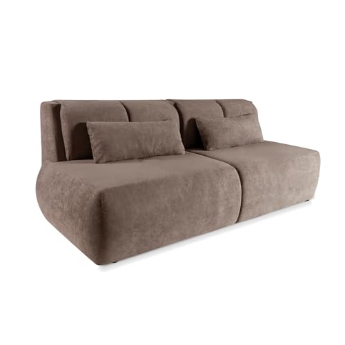 MEBLINI Sofa mit Schlaffunktion - Schlafcouch Ausziehbar - Schlafsofa mit Bettkasten - Sofabett - Couch mit Schlaffunktion - Klappsofa - TERIVA - 206x91x82cm - Braun Samt von MEBLINI