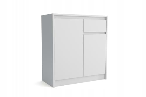 Kommode mit Schubladen und Fach Weiß – Schubladenschrank Sideboard für Schlafzimmer, Wohnzimmer, Badezimmer – Aufbewahrungsschrank, Regal, Kommode - Mattweiß Modern Minimalistisch 75,2x35x82 cm Kommode mit Schubladen und Fach Weiß – Schubladenschrank Sideboard für Schlafzimmer, Wohnzimmer, Badezimmer – Aufbewahrungsschrank, Regal, Kommode - Mattweiß Modern Minimalistisch 75,2x35x82 cm von MEBLOHAND