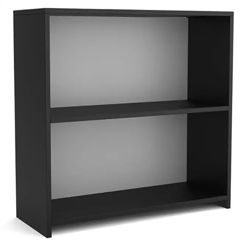 MEBLOHAND Regal Bücherregal 80x30x75 cm Schwarz mit 2 Ebenen, würfelförmig, Holz-Regaleinheit für Büro, Wohnzimmermöbel - Praktisches Standregal mit 2 Ablagen, Pflegeleichtes Laminat von MEBLOHAND