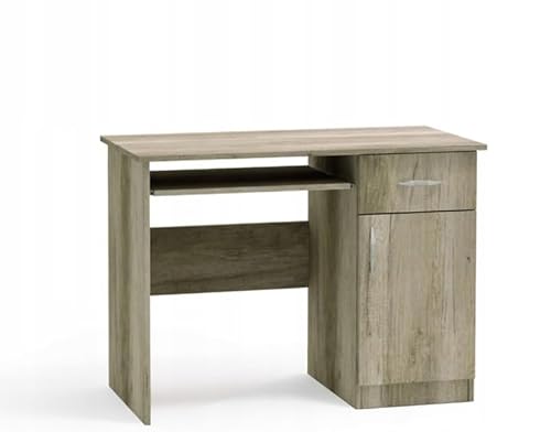 MEBLOHAND Schreibtisch Bürotisch mit Schublade & Regal – Computertisch Eichenholz Sonoma 100x50x75 cm, Eckschreibtisch, Arbeitstisch Funktional und Ergonomisch mit Tastaturauszug & Stauraumlösung von MEBLOHAND