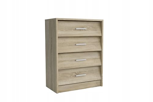 MEBLOHAND Schuhschrank Kommode Schuhregal – Holzdekor Sonoma Eiche 60x33x80 cm, 4 Schubladen, Kratzfest & Feuchtigkeitsbeständig für Optimale Schuhaufbewahrung - Schuhorganizer Platzsparend - Regal von MEBLOHAND