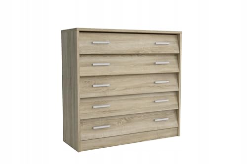 MEBLOHAND Schuhschrank Kommode Schuhregal – Holzdekor Sonoma Eiche 90x33x87 cm, 5 Schubladen, Kratzfest & Feuchtigkeitsbeständig für Optimale Schuhaufbewahrung - Schuhorganizer Platzsparend - Regal von MEBLOHAND