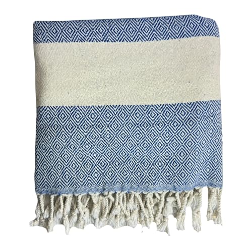 MEBY Saunatuch XXL 90x180 cm 100% Baumwolle, Strandtuch, Türkisches Hamamtuch, Handtuch, Yogatuch, Picknickdecke, Reisetuch, Badetuch, Liegetuch (Blau) von MEBY