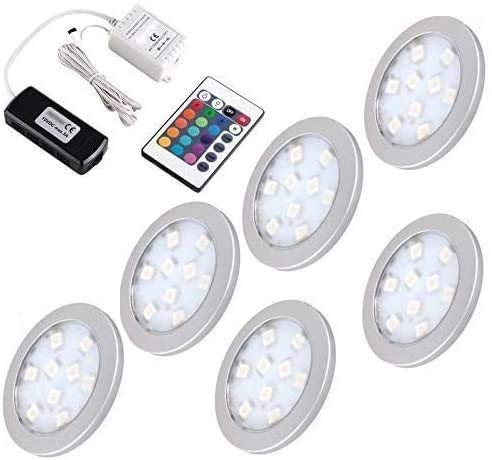 1-6x RGB-LED Aufbau Möbel-/Unterbauleuchte "ORBIT" + RGB-Controller + Trafo (6 Stück RGB ORBIT Leuchten + RGB-Controller + Trafo) von MEC Light