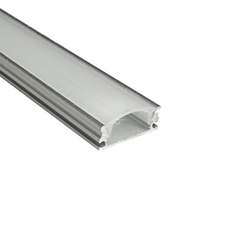 ALU-Profil 2m "AUFBAU-SL" mit milchiger (opaler) Klick-Abdeckung inkl. Endkappen und Halterungen. Kühlkörper für LED Streifen, LED Bänder bis max. 13mm. Sehr Flach 7mm (5er Set 2m matt) von MEC Light