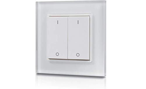 Funk-LED-Dimmer Wandaufbau Doppel- Wippschalter 2-Zonen Sender (SR-2833K2) Batteriebetrieben für SR-1009xx Empfänger von MEC Light