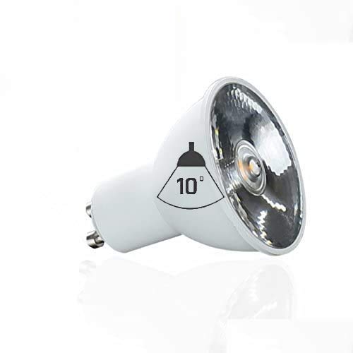 MEC Light GU10 LED Leuchtmittel - 460lm - 6W - Lichtfarbe Kalt Weiß 5500K 10° Abstrahlwinkel Spot/Strahler von MEC Light