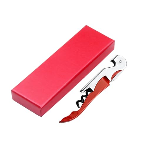 Kellnermesser Edelstahl, 68g Heavy Duty Edelstahl Wine Key,Korkenzieher Weinöffner mit Geschenkbox (Rot) von MECC