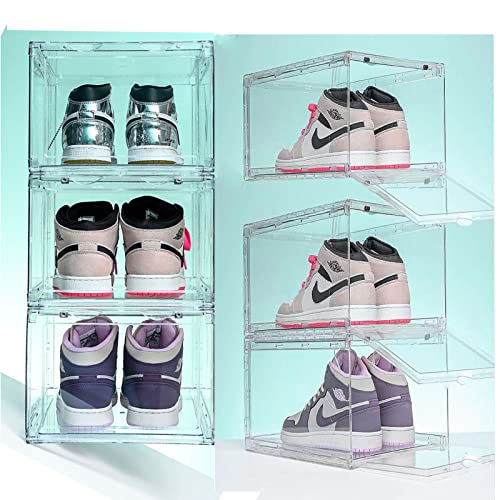 MECC Klare Schuhbox, stapelbarer Acrylschuhschrank, mit Magnettür,14.4x10.6x8inch/36x27x20cm (Clear Front Door 6 Pack#) von MECC