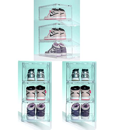 MECC Klare Schuhbox, stapelbarer Acrylschuhschrank, mit Magnettür,14.4x10.6x8inch/36x27x20cm (Clear Front Door 9 Pack#) von MECC