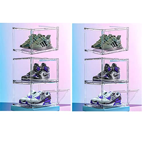 MECC Klare Schuhbox, stapelbarer Acrylschuhschrank, mit Magnettür,14.4x10.6x8inch/36x27x20cm (Clear Side Door 6 Pack) von MECC