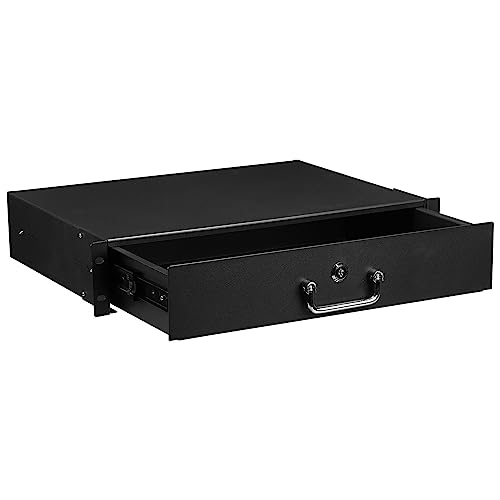 MECCANIXITY 2U Rack Mount Schublade für 19 Zoll AV/Netzwerk/DJ Equipment Racks oder Schränke mit Schloss und Schlüssel von MECCANIXITY