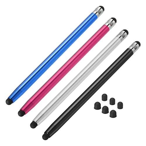 MECCANIXITY 4 Stück Eingabestifte für Touchscreens mit 8 zusätzlichen Spitzen, doppelte Gummispitzen, kapazitiver Eingabestift, Universal-Tablet-Stift, Empfindlichkeit, Präzision, Schwarz, Blau von MECCANIXITY