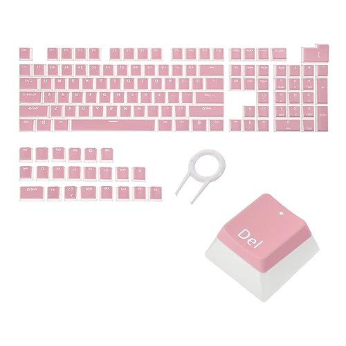 MECCANIXITY Pudding Tastenkappen-Set mit 130 Tasten, OEM-Profil, 60 % ABS für mechanisches Tastaturlayout, hellrosa Doppelschuss von MECCANIXITY