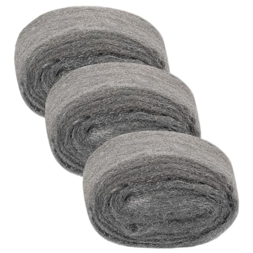 Meccion Stahlwolle 000 Superfein 3 Stück (2.5m/Rolle) Steel Wool für Poliert Gewachstes Holz, Kupfer, Messing, Mattiert Oberflächen und säubert Glas, Keramik, Fliesen Usw. von Meccion