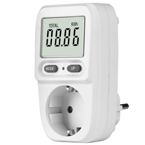 MECHEER Stromverbrauchsmesser Energiekostenmessgerät Stromzähler für Steckdose, Energiemessgerät Stromverbrauchszähler Strommessgerät 5 Modi LCD Wattmeter KWH Strommesser Überlastungswarnung 3680W von MECHEER