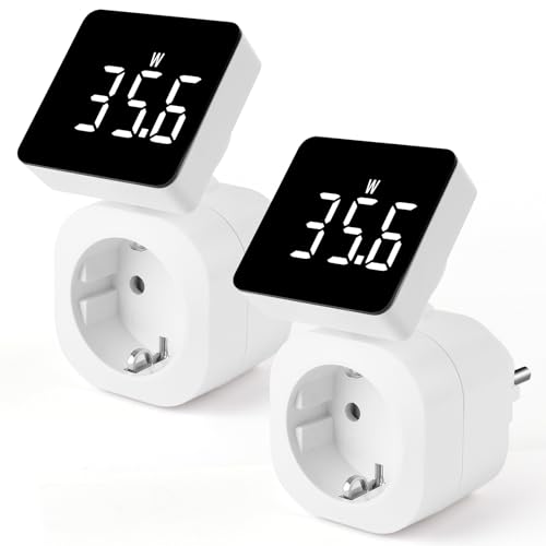 Stromzähler für Steckdose 180° Rotbar, 6 Modi Stromzähler Strommessgerät, Groß LCD Strommessgerät Steckdose Energiekostenmessgerät mit Weiß Hinterleuchteten Ziffern, Wattmeter Kwh Zähler Energiezähler von MECHEER